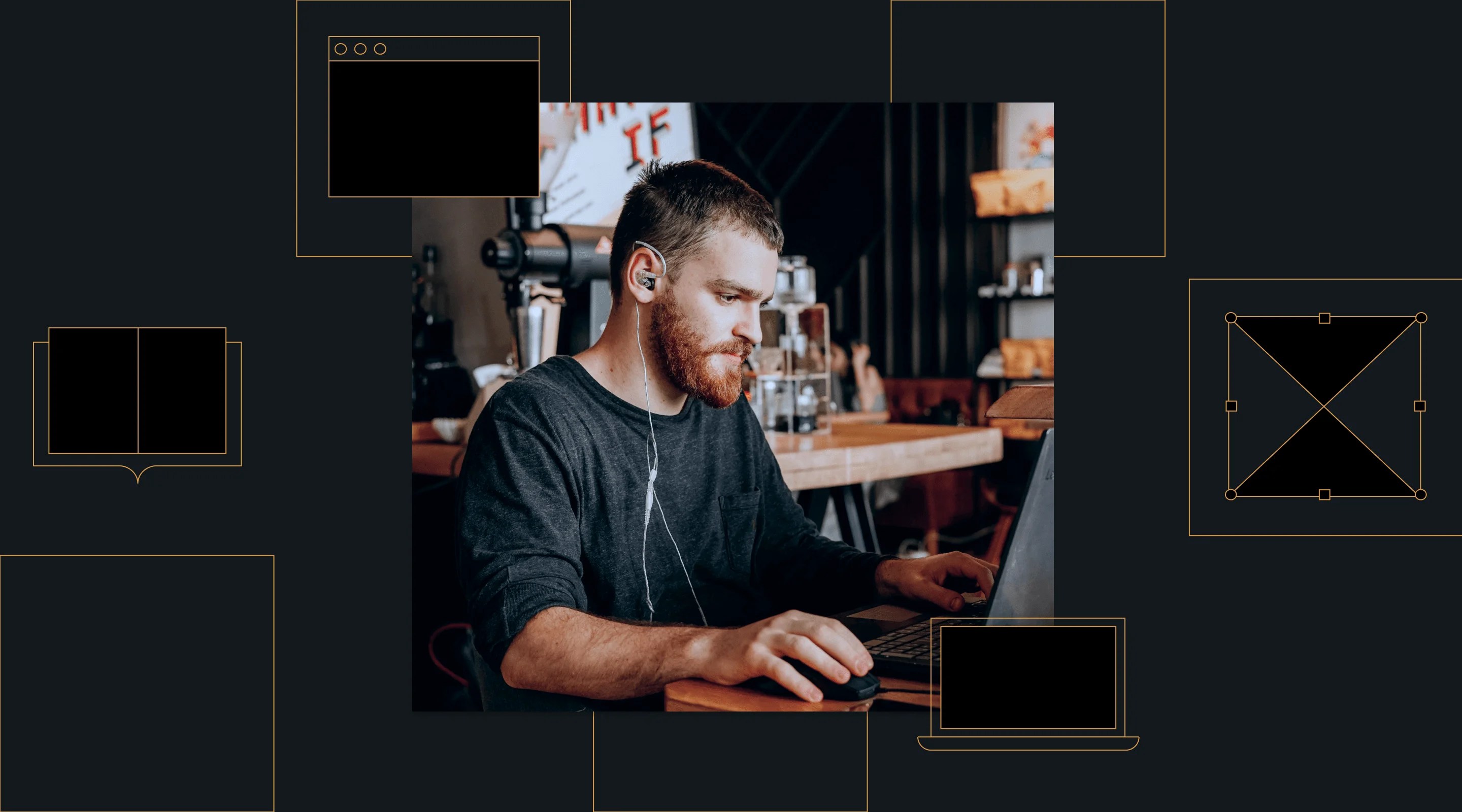 A developer sits at a desk, working on a computer.