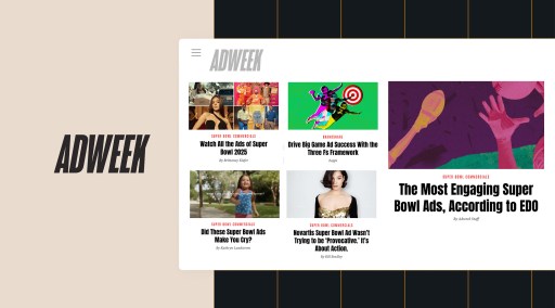 Image of ADWEEK logo on the left with various site examples on the right.