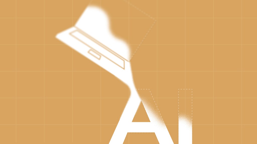 Stylized illustration of a laptop dissolving into the letters 'AI', symbolizing the fusion of technology and artificial intelligence in digital content creation.