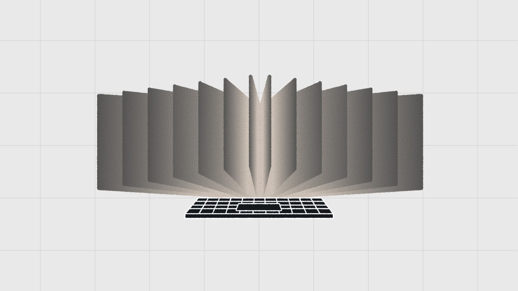 Illustration of a laptop with layered panels expanding outward like screens, representing headless WordPress for omnichannel content delivery across multiple devices.